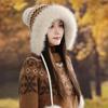 Winter Retro Ethnic Style Knitted Warm Thickened Velvet Cold-proof Wool Hat Women's Warm Ear Protector Hairball Hat