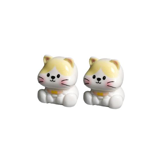 2 Pcs Mini Cat Figurines, Miniature Kittens Micro Landscape Decoration, Tiny Resin Animal Cake Toppers for DIY Terrarium Crafts, Fairy Moss Garden