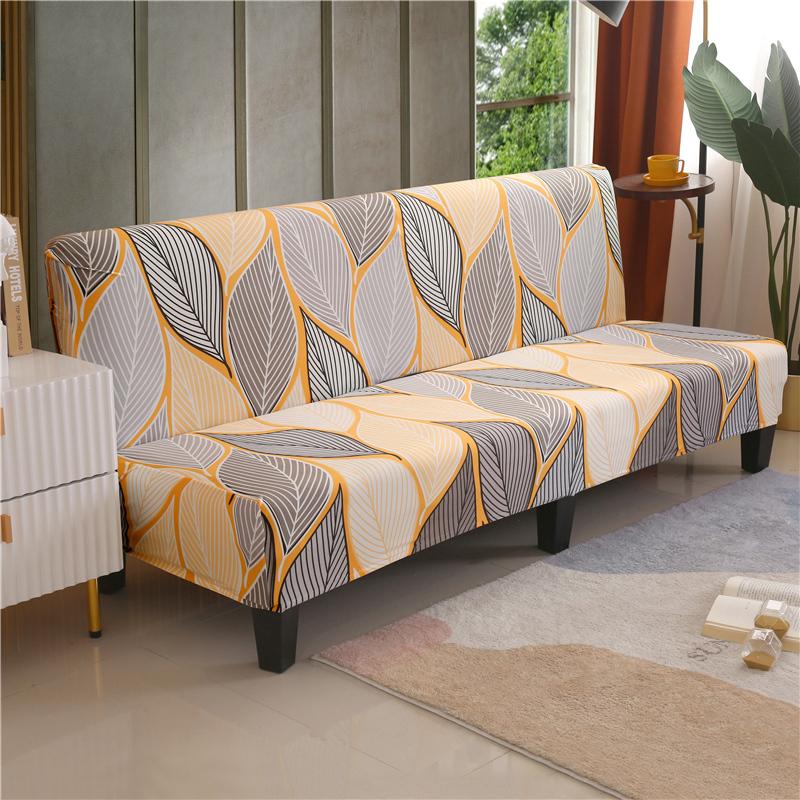 Stretch Futon Slipcover Armless Sofa Cover Furniture Protector Without Armrests Slipcover Soft with Elastic Bottom for Kids