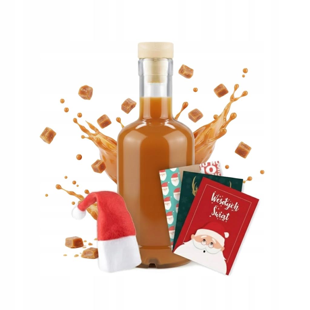 Butelka Na Prezent Tadek 250Ml Etykieta Czapka Mikołaja Na Likier Dekoracja