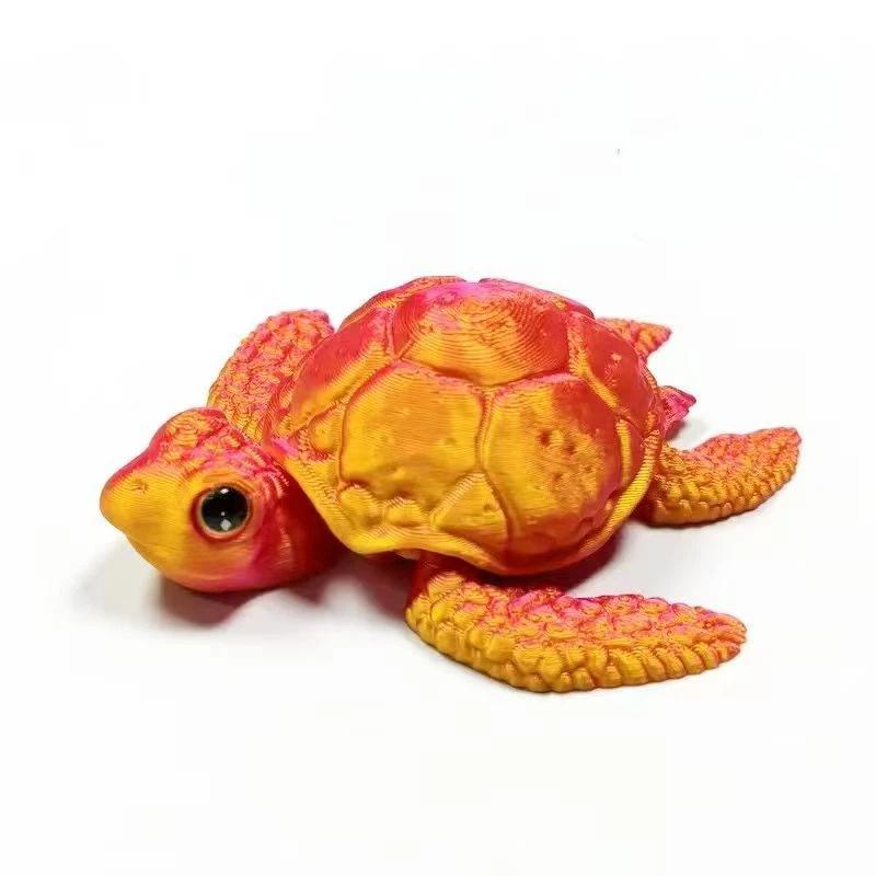 3D-gedruckte Schildkröten-Dekoration, Ornament, bunt, entzückend, PLA-Material, Kunstfigurine für Schlafzimmer, Schreibtischdekoration