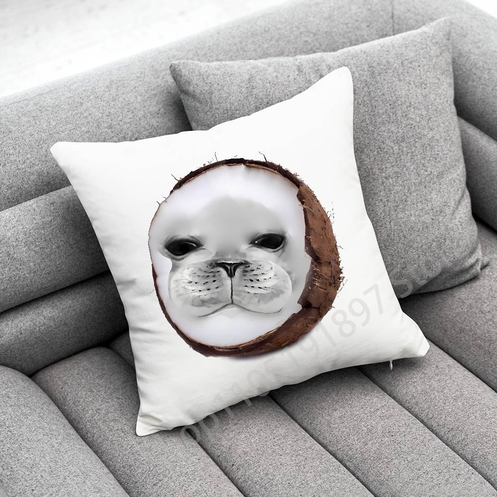 Seal Sea Cute Funny Throw Pillow Case For 50x50cm 40x40cm 55x55cm 45x45cm 30x30cm Square Bedroom Pillowcase Cover