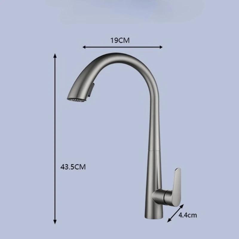 Kitchen Hot and Cold Faucet Pull-Out Stainless Steel Dual Outlet Sink Faucet Mixer Tap 360-Degree Rotatable Kitchen Faucet