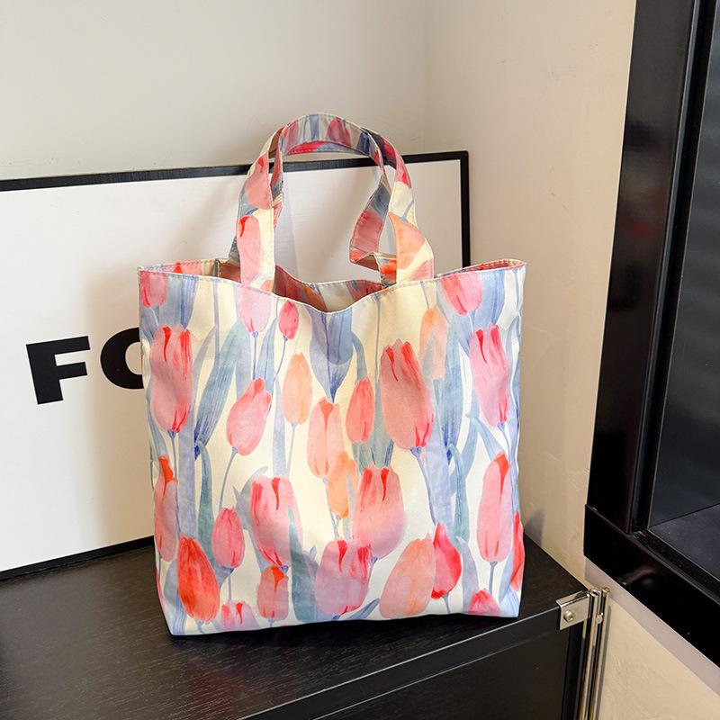 Floral Large Capacity Shoulder Bags for Women Casual Commuter Ladies Shopping Bag with Pendant Students Girls Handbags Tote
