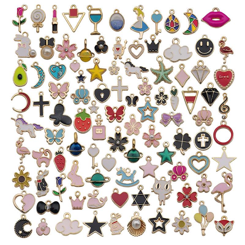 

Смешанные 100 милых мультяшных кулонов из сплава для изготовления украшений своими руками