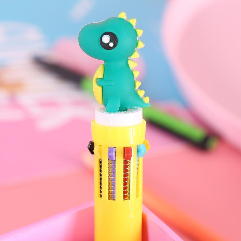 Adorable Multi-Color Korean Dinosaur Ballpoint Pen, 0.5mm Black Ink