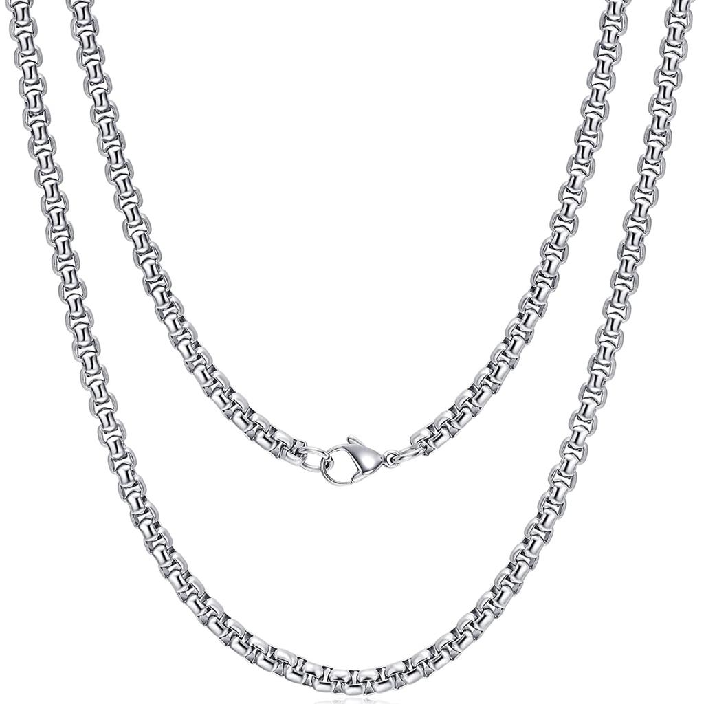 Colier cu lanț rolo din oțel inoxidabil 2,4 mm 23,6 in Colier cu lanț brut pentru bărbați, femei, bijuterii