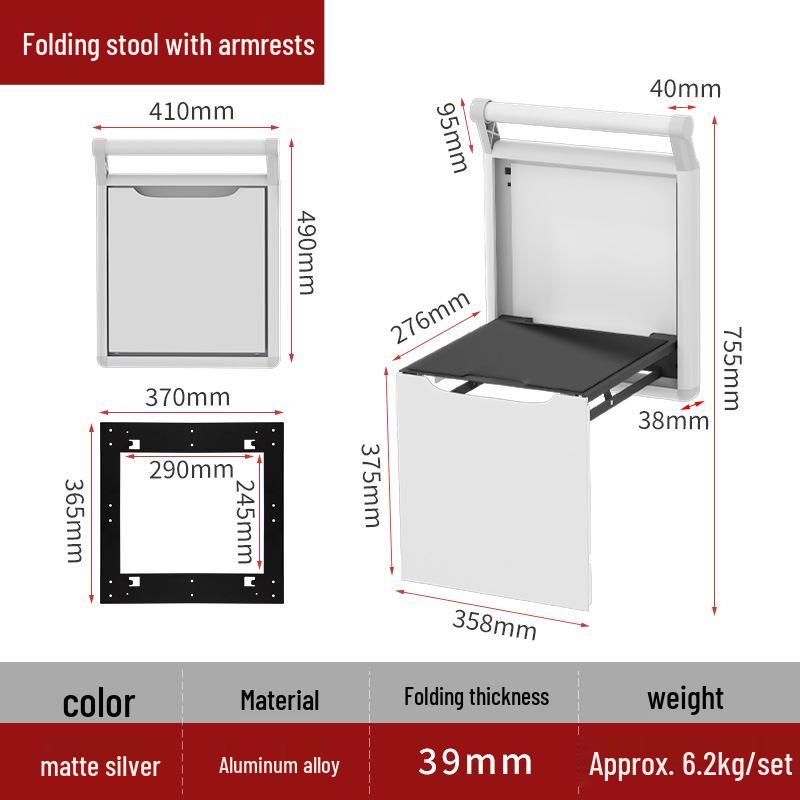 Wall-Mounted Aluminum Alloy Folding Shoe Bench and Cabinet
