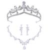Crystal Grand and High End Wedding Necklace Crown Headwear Bride's Three Piece Set  Korean Style Fairy Beauty Wedding Dress Accessories  Silver