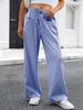 Women's High Rise Wide Leg Pants Loose Fit Trousers Plaid Drawstring Woven Spring Casual Long Pants For Daily Street Outfit