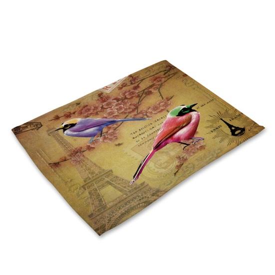 Stain Resistant Placemat Heat Resistance Linen Modern Style Butterfly Pattern Table Mat Household