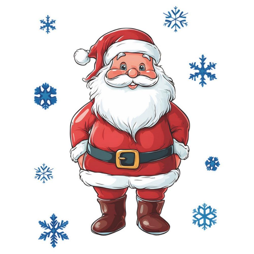 Creative DIY Christmas Snowman Sticker Cute Cartoon Christmas Wall Sticker Painted Snowflake Decal Background Beautification