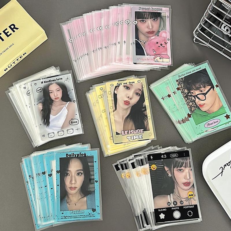 50Pcs Cartoon Small Card Case Star Photo Protection Card Film Packaging Bag Waterproof Anti-Fouling Transparency Photo Album