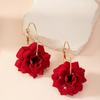 Fabric Hollow Out Red Rose Pendant Earrings, Bohemian Romantic Statement Drop Earrings for Women, Valentine's Day Christmas Gift, Trendy Daily Jewelry