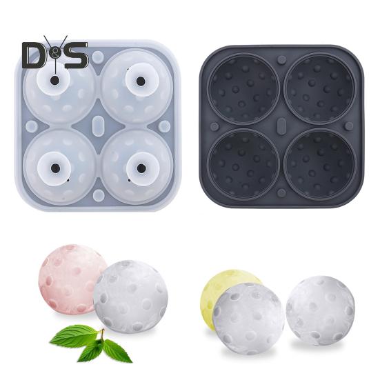Silicone Ice Ball Tray with Lid 4 Cavities Easy Release BPA Free Summer Refrigerator Cocktail Whiskey Ice Sphere Maker Press Mold Kitchen Supplies