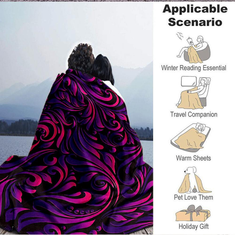 1pc Floral Patterns Blanket, Lightweight Flannel Throw Blanket for Sofa, Bed, Travel, Camping, Living Room, Office, Couch056