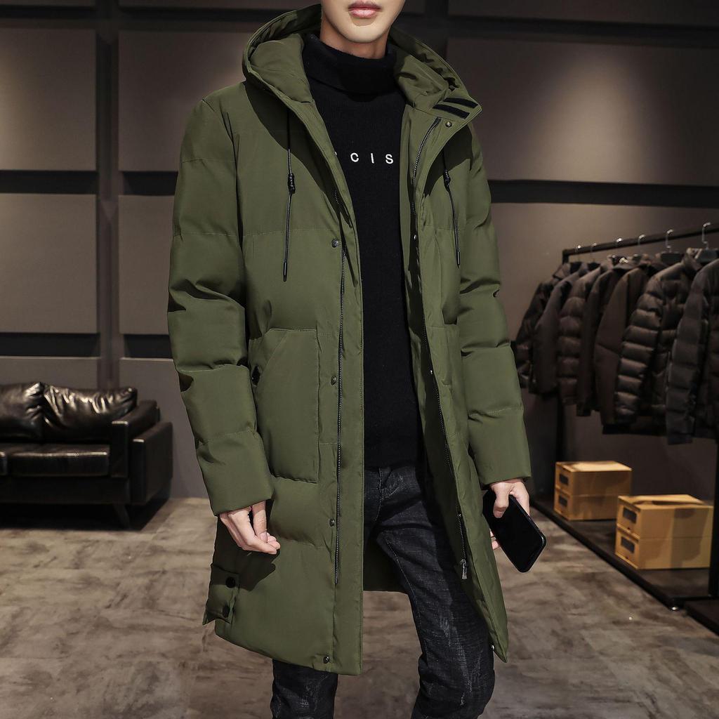 Men's Hooded Mid-Length Thick Cotton Winter Jacket