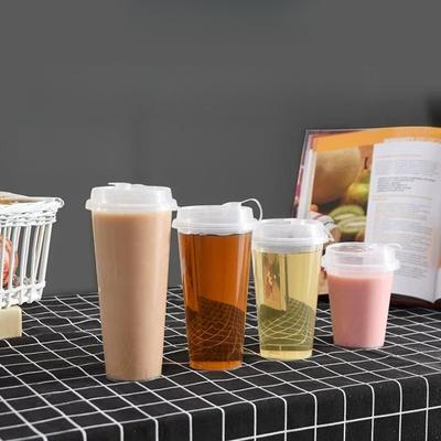 Milk Tea Cup Disposable Injection Molded Cup with Lid 90mm Caliber Beverage Cup Milk Tea Shop Exclusive Cups Thicken Heat-resistant Cold Drink Cup
