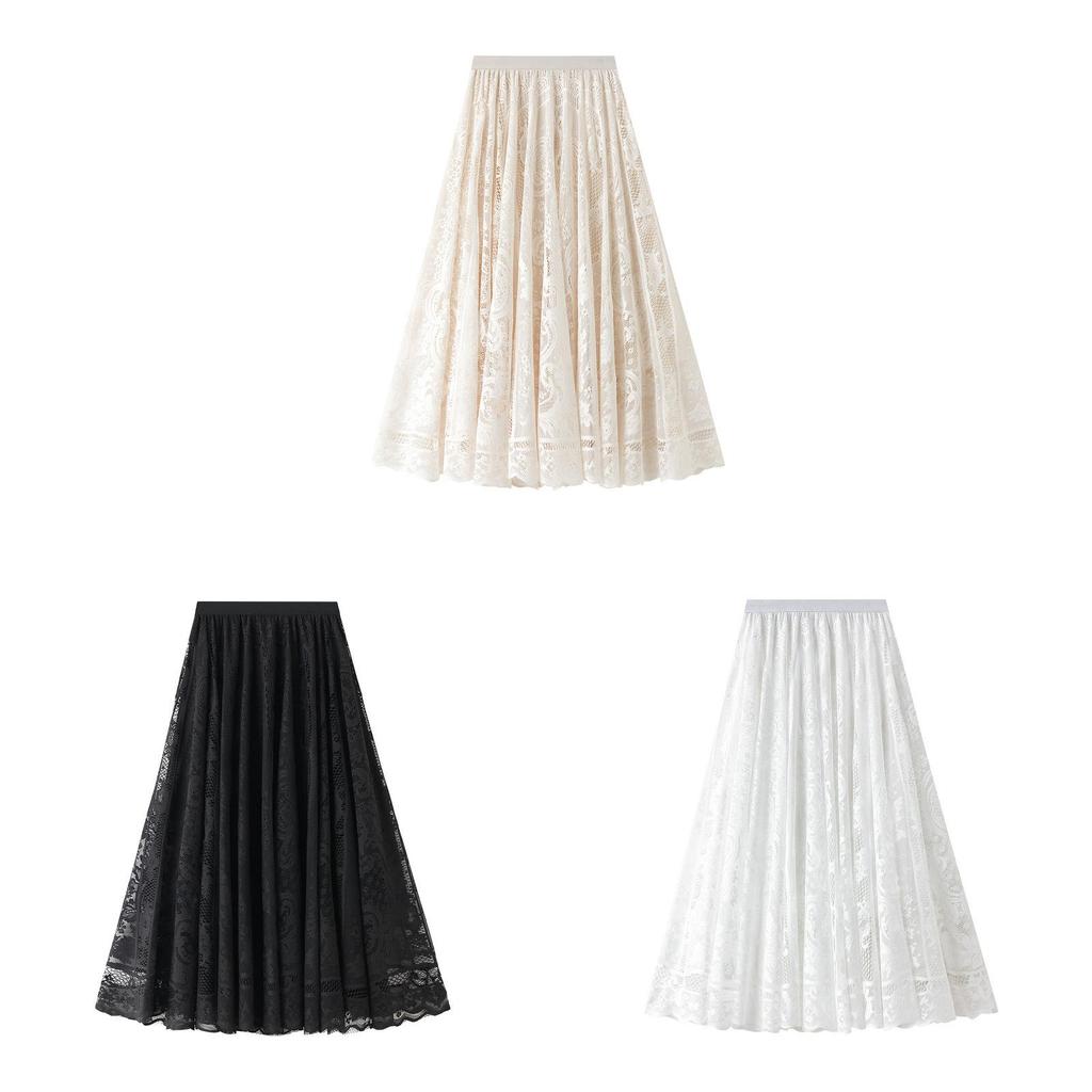 Water Soluble Lace Skirt For Women With Elastic Waist For Autumn Winter Fashion