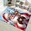 Cute Santa Claus And Rudolph Reindeer Heart‑shape Gesture Print Area Rug Non‑Slip Rectangular Floor Mat Home Decor