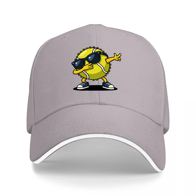 Coole Tennisball-Figur Baseballkappe mit Sonnenbrille und coolem Posen-Design für Sportfans und Modefans
