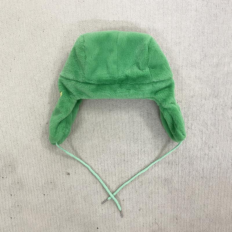 Cartoon Embroidery Windproof Double-Layered Cotton Insulated Coral Fleece Lei Feng Hat for Autumn/Winter Outdoor Ear Flap