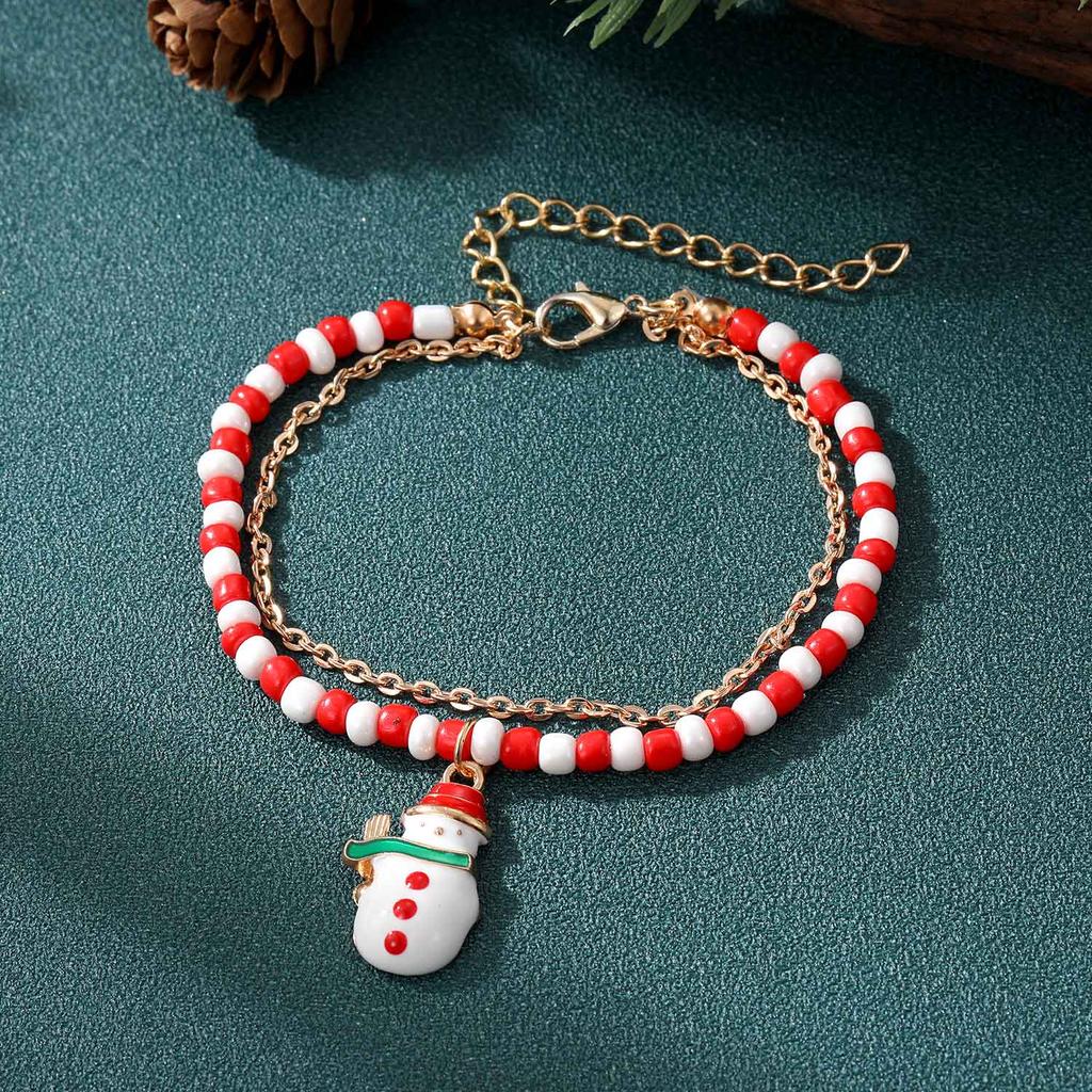 2022 Gelang Krismas Gadis Klasik Korea Mudah Baru Gelang Loket Gula-gula Lelaki Salji Reka Bentuk Lapisan Dua Gelang Hadiah Pasangan Pesona Indah