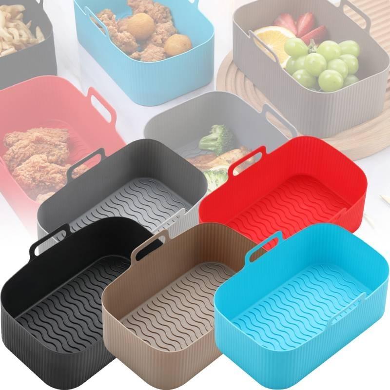Air Silicone Fryer Pot Rectangle Baking Tray Basket Non Stick Kitchen Tools