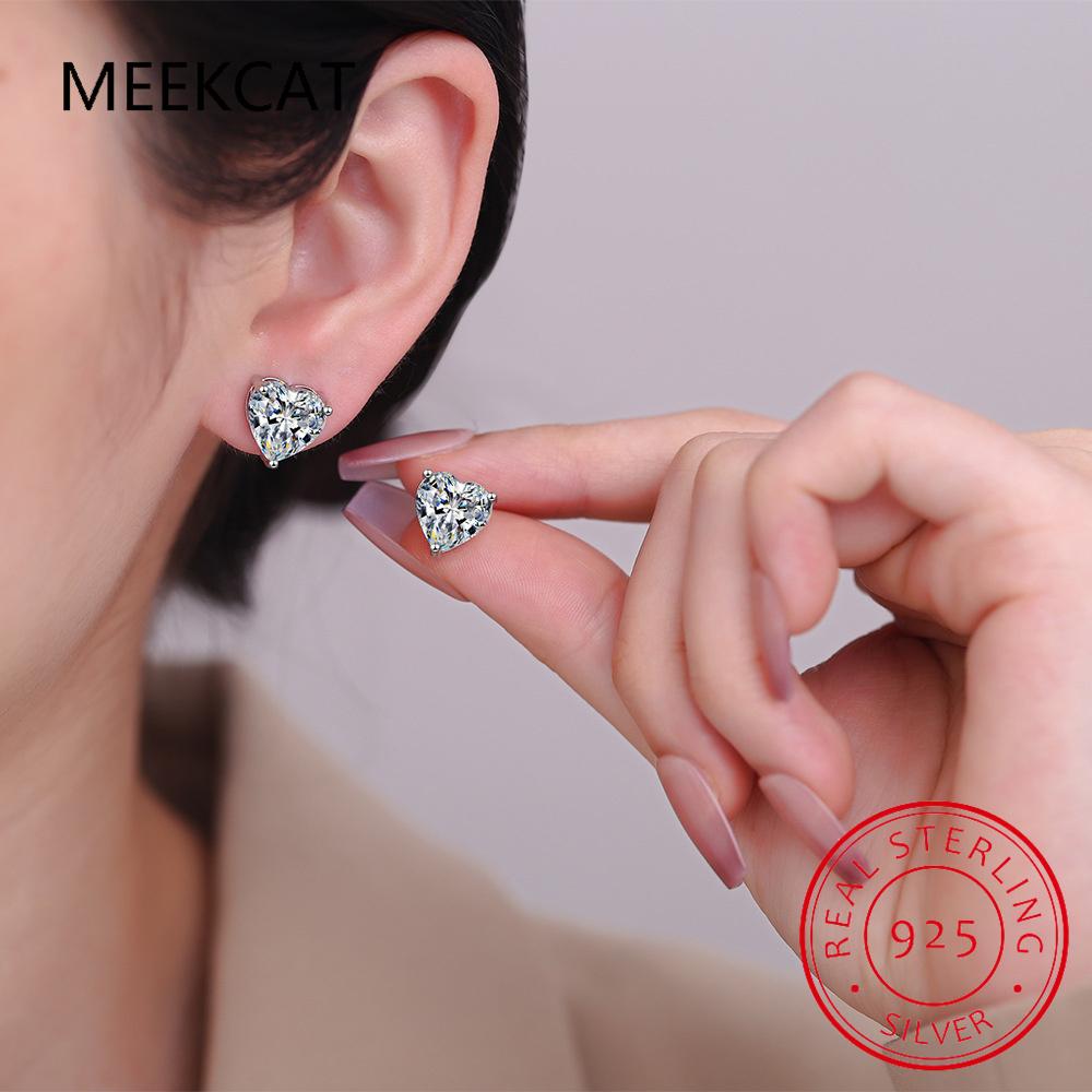 Heart Cut Genuine Peridot 925 Sterling Silver Stud Earrings for Women Fashion Green Gemstone Statement Jewelry