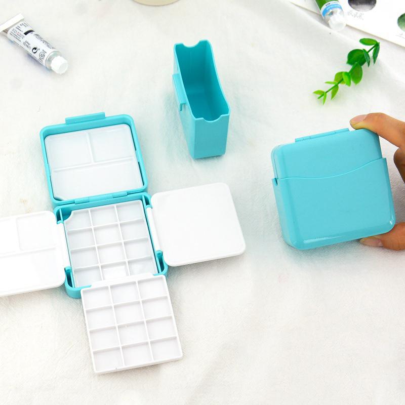 Portable Travel Watercolor Plastic 12/24 Grids Painting Box With Palette Half Pan Mini Paint Storage Case For Art Supplies