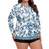 Women's Printed Large Size Long Sleeve Swimsuit Sun  Jacket Quick Dry Hiking Top