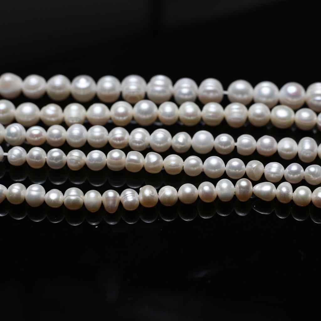1String, Luxury Artificial Pearl White Beads, Boho Handmade Subcircular Beads for DIY Necklace Bracelet Anklet Jewellery Accessories Crafts Gifts 18cm