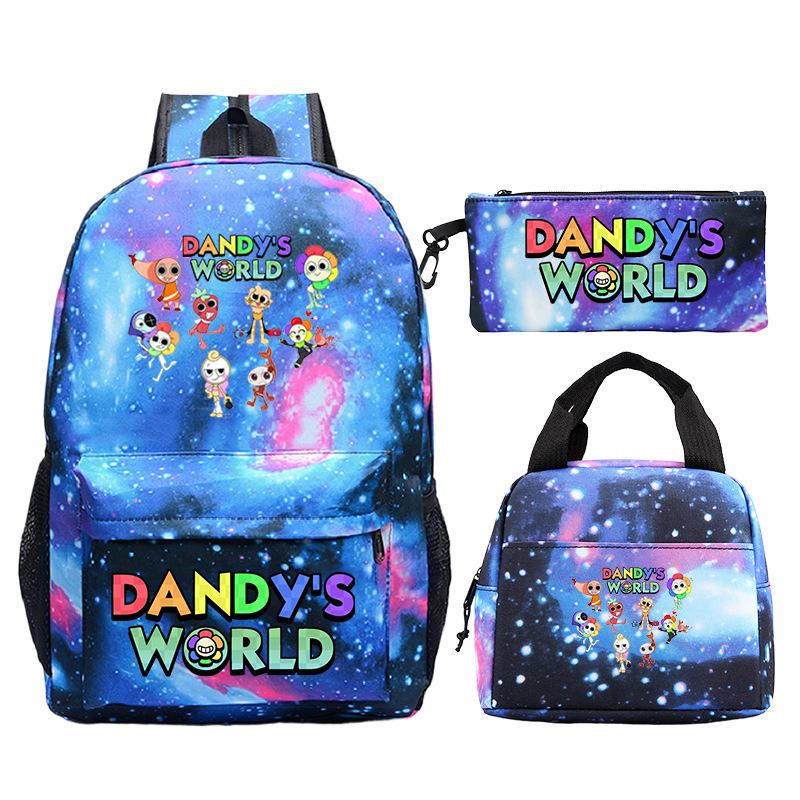 Dandy's World Game Merchandise Printed Primary and Secondary School Schoolbag Three-piece Set Foreign Trade Popular Children's Backpack