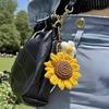 Lightweight Crochet Flower Keyring Cotton Car Keychain Charm Knitted Sunflower Keychain  for Lady