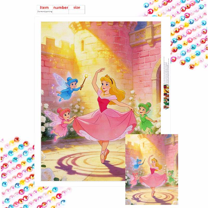 Disney Sleeping Beauty Aurora Fairies diamond painting mosaic art kit 5D handmade diy gift home decoration Round 20x30cm