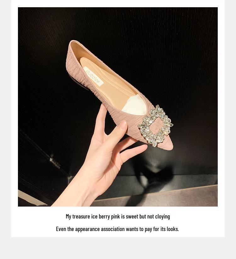 Grape Mom Studio: Spring French Rhinestone Pointed Toe Flats for Women