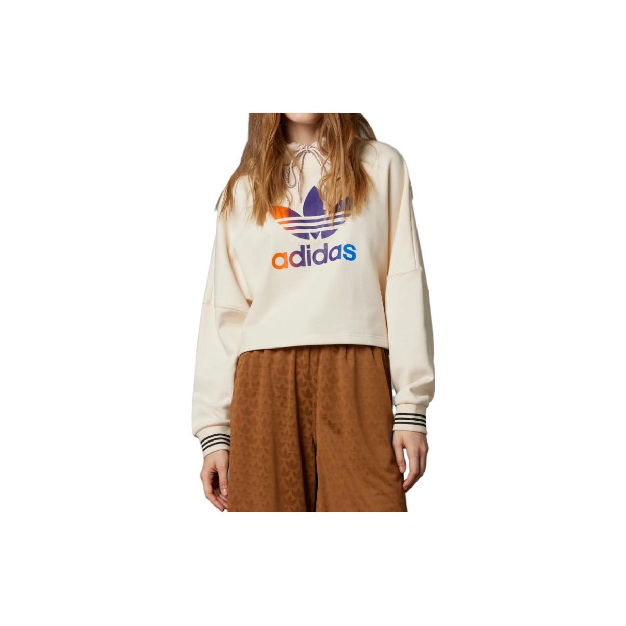 

Adidas Originals Adicolor 70s Retro Series Укороченная толстовка с принтом логотипа бренда Женские топы Miracle-White IK7865