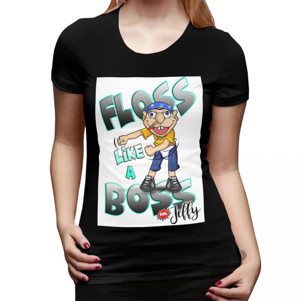 Jeffy Floss Like A Boss SML TShirt for Women Crew Neck Streetwear T Shirts Womens Short Sleeve Summer Clothes Tops