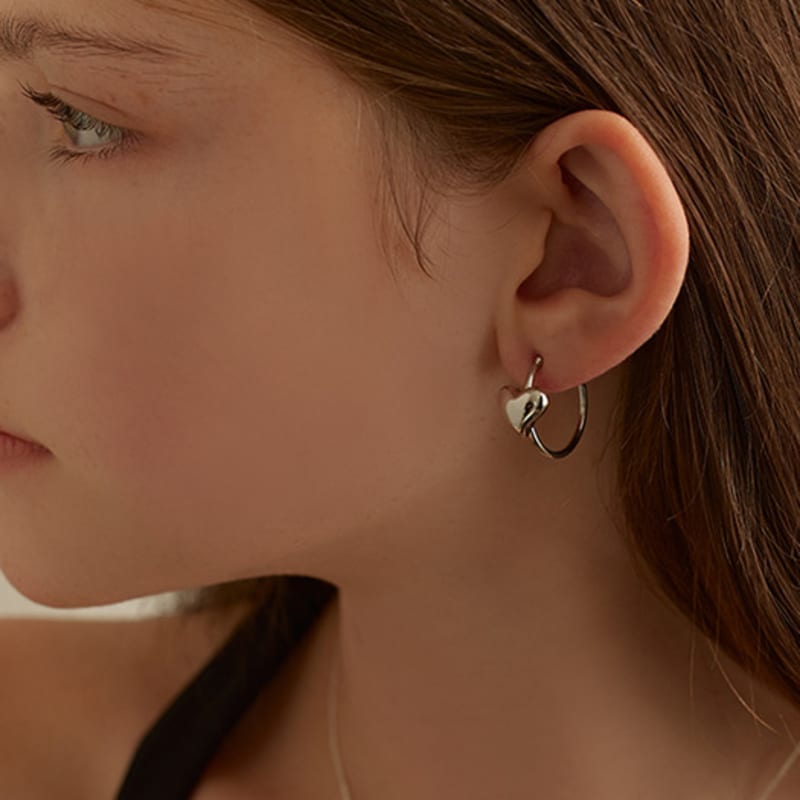 Lewe Volume Heart Hoop Earring