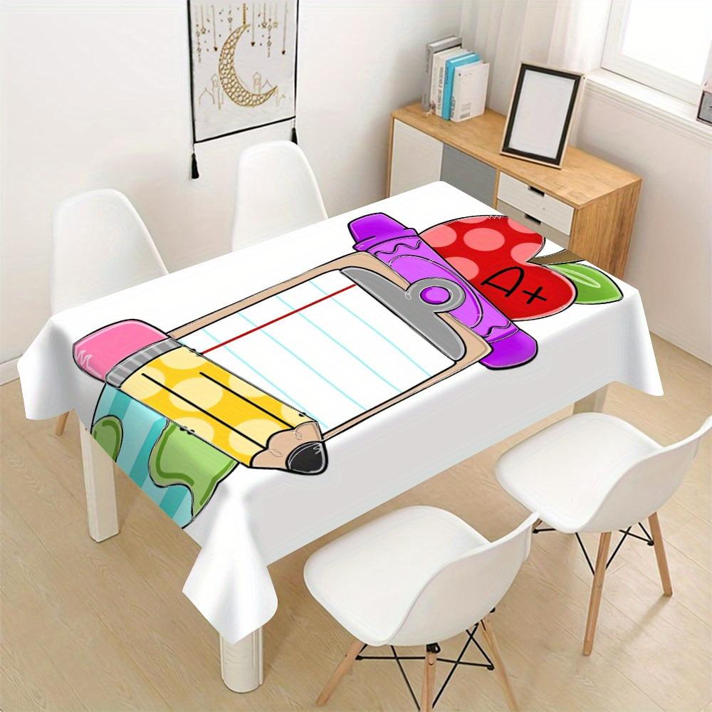 Back To School Theme Rectangle Table Cloth Student Party Decor Reusable Tablecloth for Tables Home Dinner Party Picnic Decor