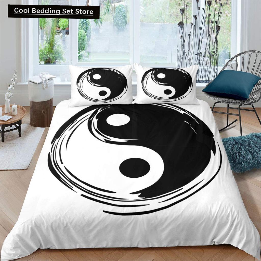 Yin Yang King Queen Duvet Cover Vintage Tai Chi Quilt Cover Divination Bedding Set Oriental Culture Polyester Comforter Cover