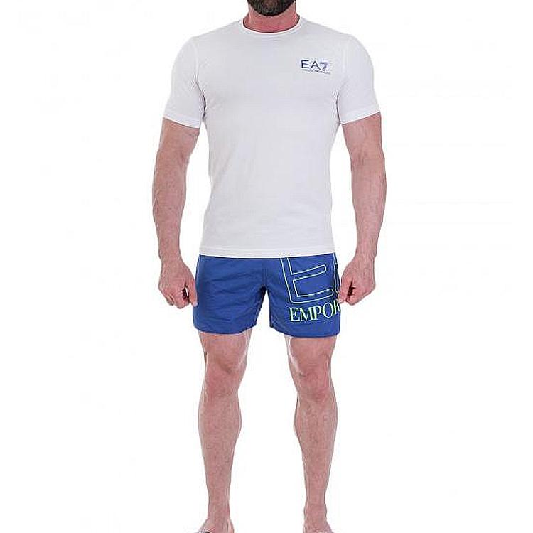 Emporio Armani Logo Print Crew Neck Short Sleeve T-Shirt Men Tops White 3GPT08-PJ03Z-1100