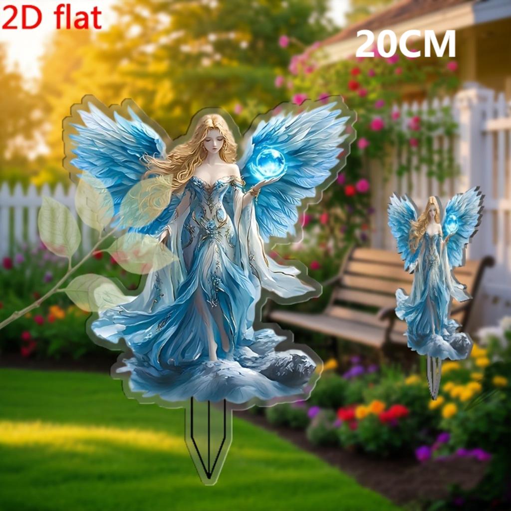 2D Flat Acrylic Ice Fairy Decorative Garden Stakes For Yard Entryway Potted Plant Home Gardening Sun Catcher Holiday Gift