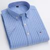 Camicia Casual da Uomo a Maniche Corte con Bottoni e Righe, Leggera, Colletto Oxford, Formale con Taschino