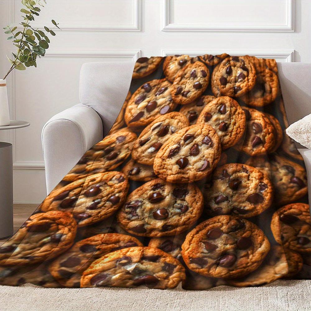 Delicious Chocolate Chip Cookie Blanket -Soft Cozy Throw with Yummy Design,Perfect for Kitchen Decor,Unique Gift for Food Lovers