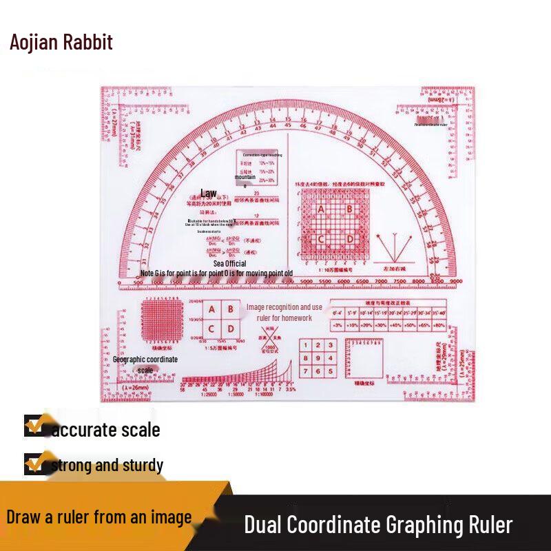 Ao Jian Tu Multi-functional Map Reading & Coordinate Rulers
