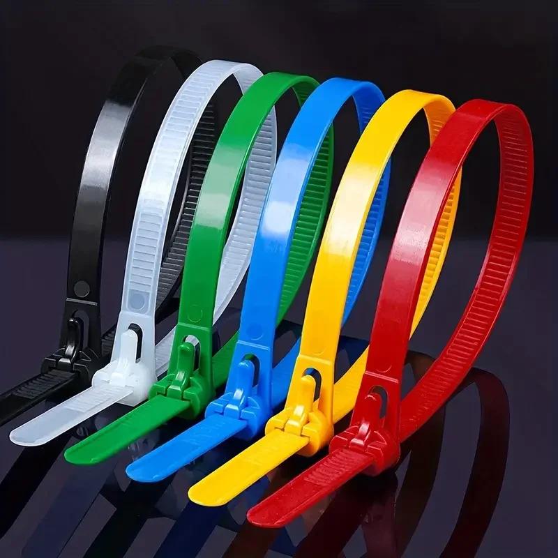 

100/1000Pcs Nylon Cable Ties Colorful Releasable Self-locking Reusable Zip Ties Adjustable Loose Slipknot Binder Lock Straps Organizer 100PCs різнокольоровий