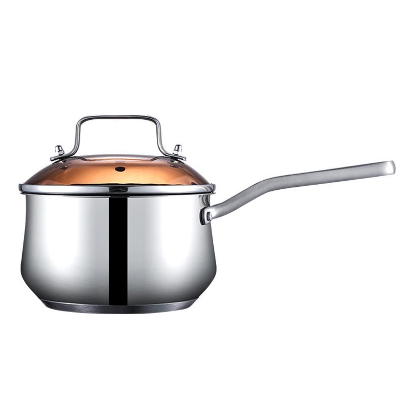 Universal Cookware: Multi-Layer 304 Stainless Steel Steamer, Milk & Soup Pot with Tempered Glass Lid