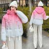 Gradient Hooded Winter Thickened Jacket