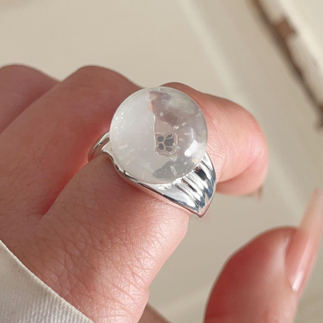 

925 Sterling Silver Rings for Women Couple Minimalist Handmade Simple White Stone Ring Set Party Jewelry Gift Prevent Allergye resizable